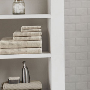 Cotton Waffle Jacquard Antimicrobial Bath Towel 6 Piece Set